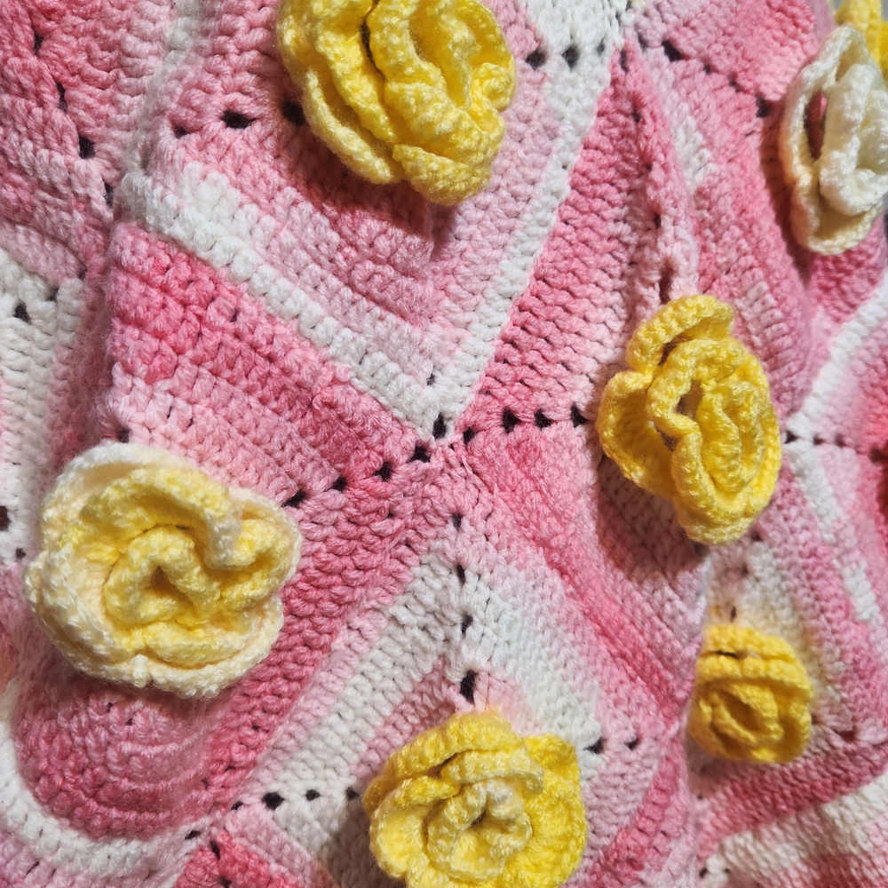 Pink and Yellow Floral Poncho - Picture 4 of 9